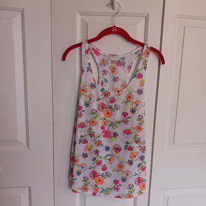 White Floral Arizona Tank Top, Sz L, NWOT